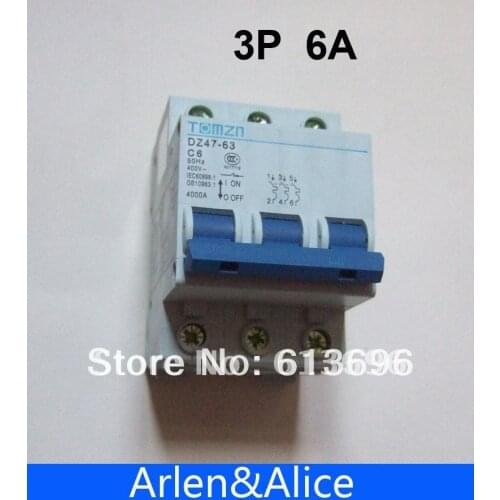 3P 6A 400V~ 50HZ/60HZ Circuit breaker MCB C TYPE