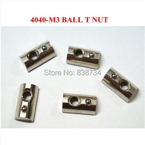 50pcs 4040-M3 steel with nickel coating T type nut with ball for aluminum extrusion