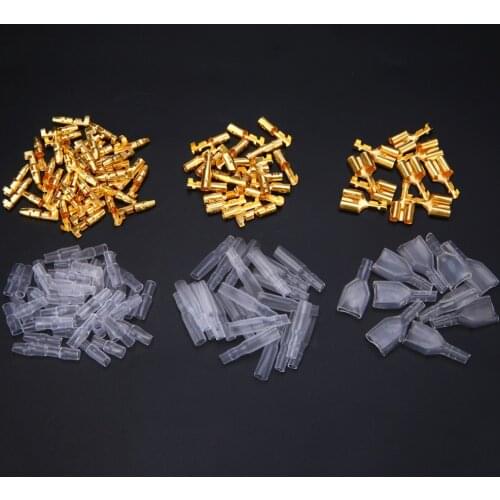 70 Set 3.9mm Male Female Bullet Terminals Double Motorcycle Wire Connector with Insulation Covers