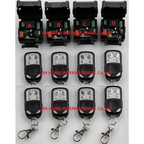 AC220V 1CH 10A Learning Code Wireless Remote Control Switch System teleswitch 4 Receiver and 8Transmitter Applicance Garage Door