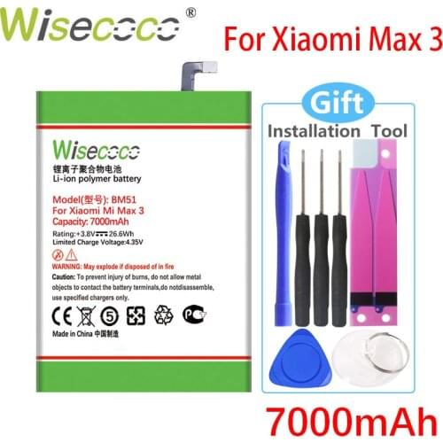 WISECOCO 7000mAh BM51 Battery For Xiaomi MI Max 3 Smart Phone In Stock High Quality New +Tracking Number