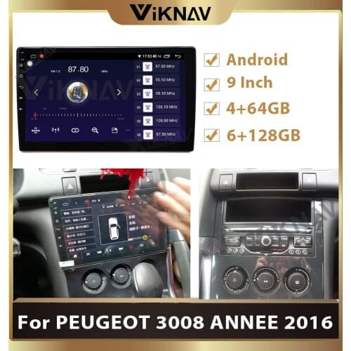 9INCH 2 Din Car radio Android10.0 Multimedia Video Player Universal auto Stereo For PEUGEOT 3008 ANNEE 2016