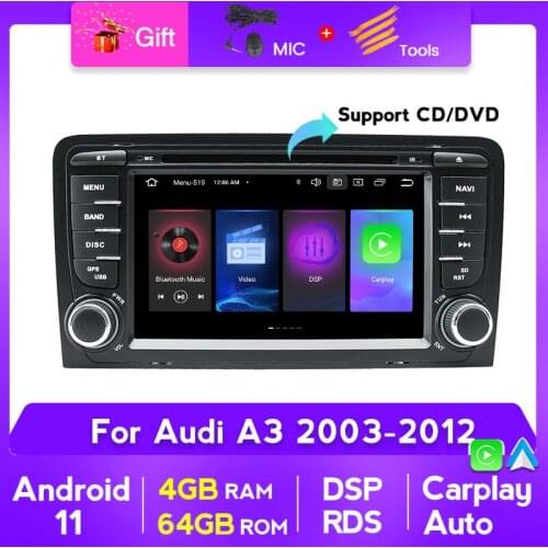 4+64 PX5 Android 11 Car Multimedia Player radio autoradio CarPlay AUTO For Audi A3 8P S3 2003-2012 RS3 stereo navigation audio