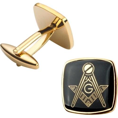 Free shipping, high quality fashionable mens shirt cufflinks new golden Masonic Cufflinks