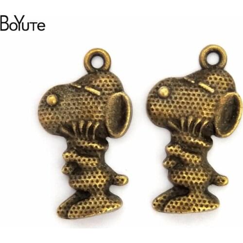BoYuTe (50 Pieces/Lot) 17*29MM Zinc Alloy Materials Antique Bronze Silver Plated Dog Pendants for Diy Jewelry Accessories Parts