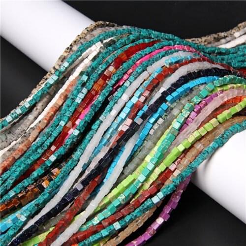 Natural Stone Square Jades Crystal Spacer Loose Beads For Jewelry Making Charm DIY Bracelet Necklace Earrings Accessories 4x4mm