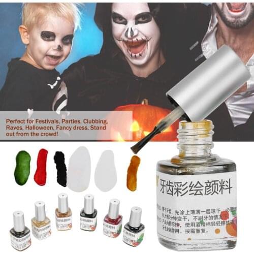 4 Colors 7ml Colorful Non-toxic Tooth Colored Drawing Paint Pigment for Halloween Cosplay Halloween Party Teeth Painting Makeup