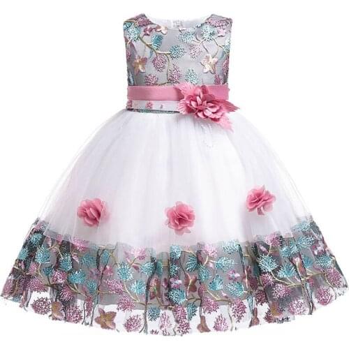 Childrens dress 2018 new 3 4 5 6 7 8 years old lace color matching girls princess party dress summer baby tutu clothing