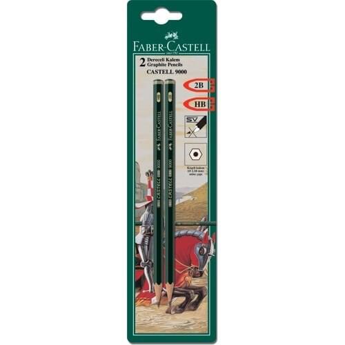 Faber-Castell Bls. Castell 9000 Graded Pencil 2B-HB, 2-pack