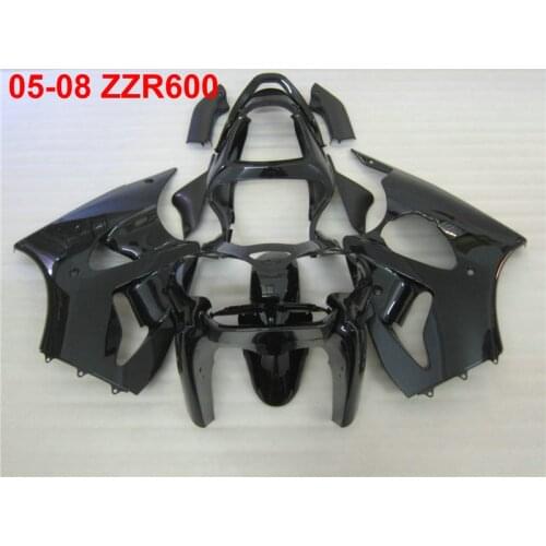 Injection molding plastic fairing kit for Kawasaki Ninja ZZR600 05 06 07 08 black fairings set ZZR600 2005-2008 TW04