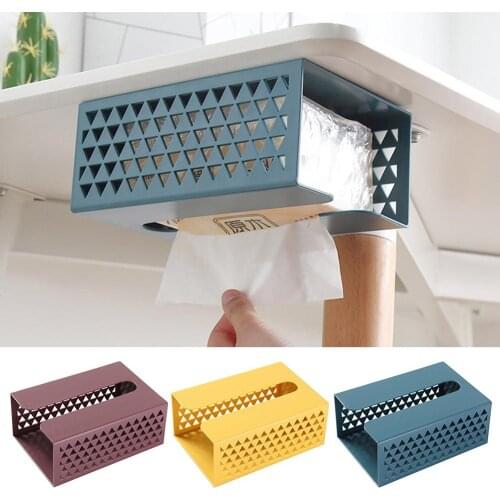 Tissue Box Kitchen Adhesive Tissue Paper Storage Box Case Wall-Mounted Paper Tissue Dispenser for Cabinet Office Bathroom