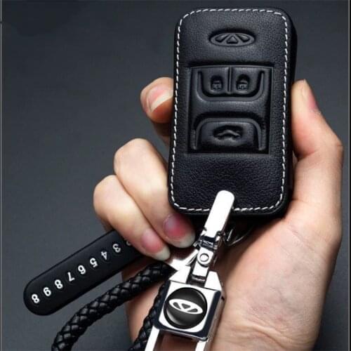 For Chery Tiggo 8 Arrizo Pro 8 7 5X 2019 2020 2021Dedicated 3 Buttons Leather Car Key Case Cover Bag Keychain Smart Key Holder