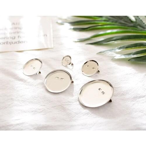 50pcs Round Brooch Cabochon Base Blanks Trays Brooch Pins Cameo Cabochon Base Settings For DIY Jewelry Making Findings Supplies