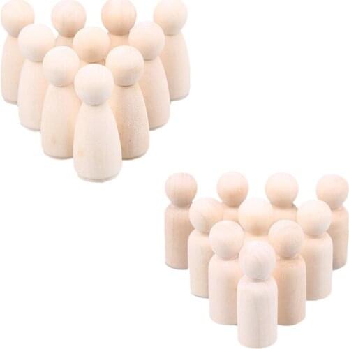 10pcs/lot Wooden Peg Dolls DIY Crafts 35/43/55/65mm Unfinished Painting Home Nursery Decoration Male Female Peg Dolls Ornament