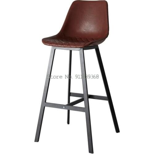 Light Luxury Industrial Style High Foot Bar Chair Personalized Comfortable Seat Board Bar Stool Household Business Bar C