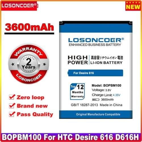 LOSONCOER 3900mAh BOPBM100 Battery for HTC Desire 616 D616w v3 D616H d616d Lithium-ion polymer battery