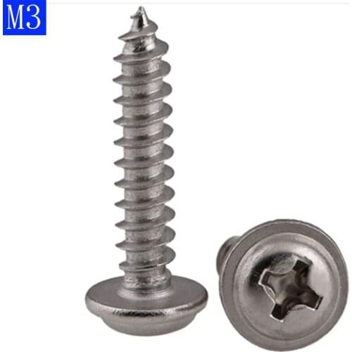 M3 304 stainless steel A2 - 70 Flanged Pan Washer Head Phillips Self Tapping Screws Bolts