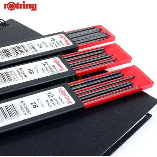 Rotring Tikky Mechanical Pencil, Replacement Leads, 2.0 mm,HB,2B,2H,H,B,12pcs/box, delicate, flexible and smooth in writing