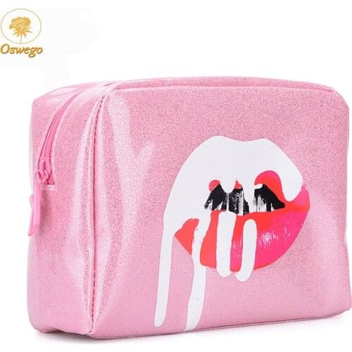 Oswego Makeup Bag Women Cosmetic Tote Bag Zipper Fashion Large PU Storage Bag Ladies Travel Organizer Women Make up Cases 2019