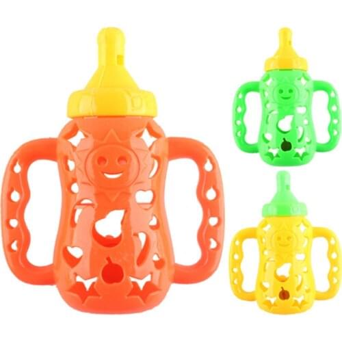 Cartoon Whistle Bottle Baby Rattle Infant Toys Three Colors of Rubber Cement Rainbow Plastic Rings Doll Gift for Baby 0-12 Month