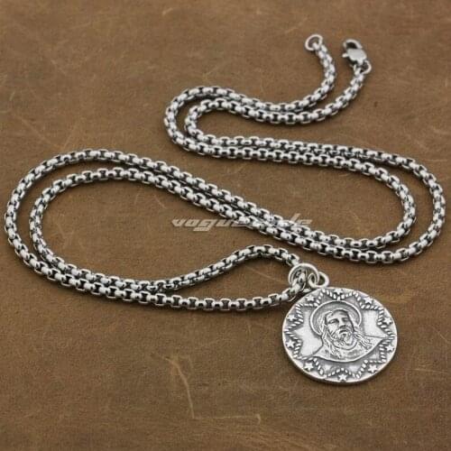 Jesus Christ 925 Sterling Silver Mens Biker Rock Punk Pendant 9E006