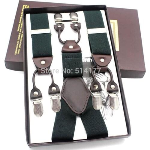 2019 new Fashion Mans suspenders 6clips braces solid color Width:3.5m Length:118cm For Husbands/Father/Grandfather Gifts