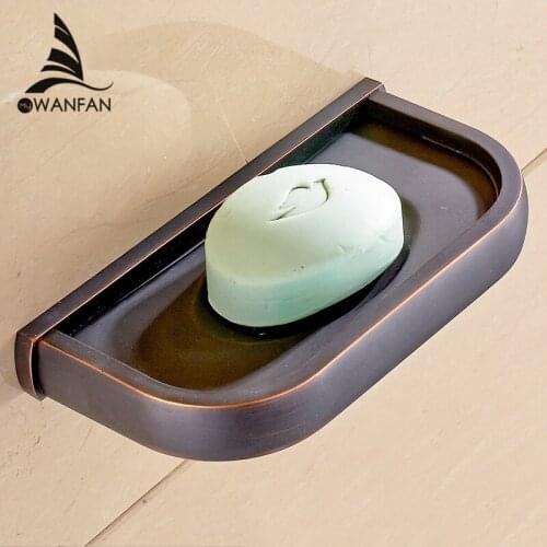 Soap Dishes Solid Brass Wall Mounted Soap Dish Holder For Bathroom Storage Bathroom Accessories Black Soap Box F81359