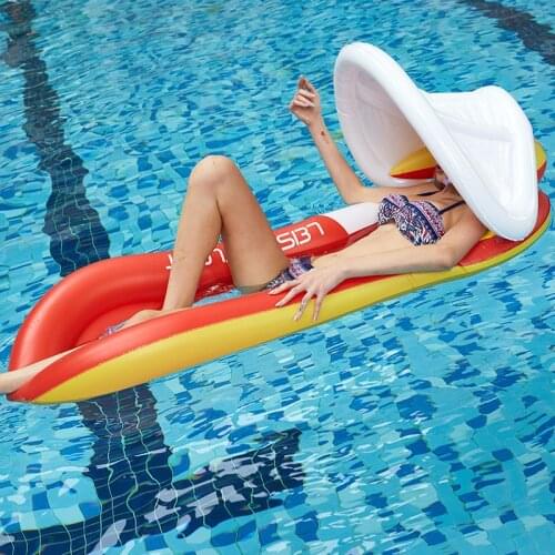 Summer Holiday Sandy Beach Playing Pool Inflatable Floating Raft Air-Mattress Shade Mat Sun Escape Swimming Water Accessories