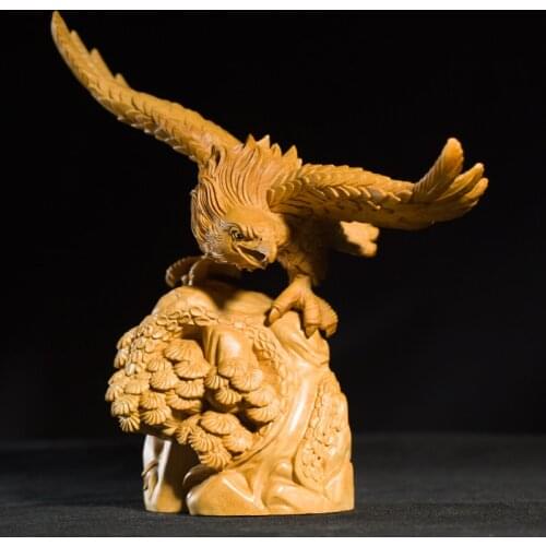 Eagle Spreads Its Wings Wooden Handmade Sculpture Animal Crafts Feng Shui Home Decoration 6