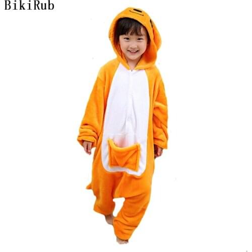 BIKIRUB Children Pajama Winter Hooded Sleepwear Boys Girl Pajama Set Kangaroo Cartoon Animal Kids Pyjama Flannel Pijama
