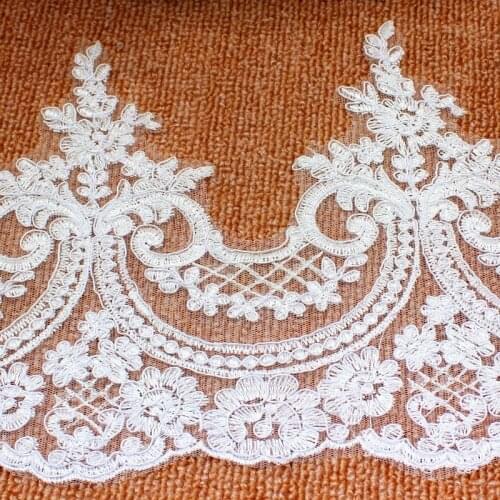 YACKALASI 5 Yards/Lot Bridal Gown Lace Fabrics Sewing Border Scalloped Embroidery Applique Lace Wedding Dress Trims 24cm