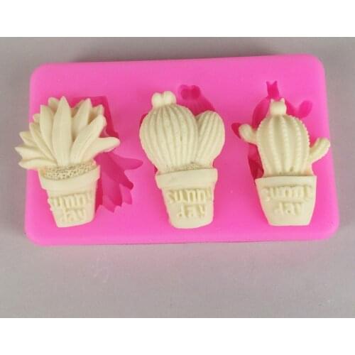 Cactus 3 Holes Liquid Silicone Mold Cake Decoration Accessories DIY Plaster Clay Molds