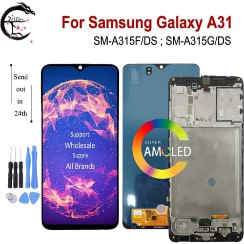 Super AMOLED A315F LCD For Samsung Galaxy A31 2020 LCD With Frame A315 SM-A315F/DS A315G Display Touch Screen Digitizer Assembly