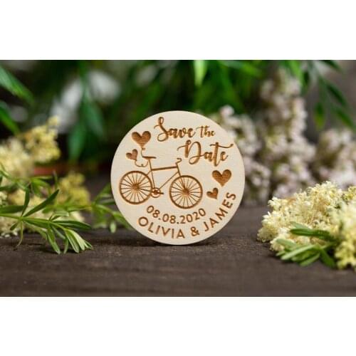 Bicycle Save The Date Magnet, Bike Save The Date, Cute Save The Date, Outdoor Wedding Invitation, Unique Save The Date, Wooden S