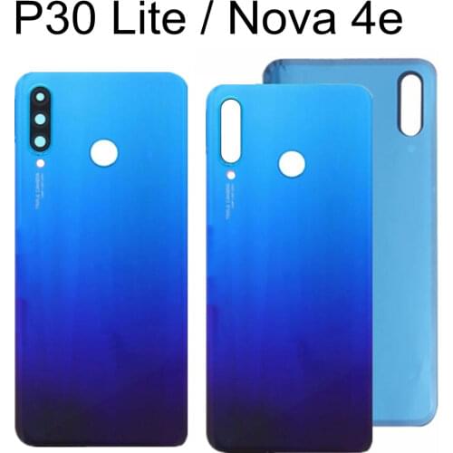 Back Glass Huawei P30 Lite Battery Cover Rear Door Housing Case with Camera Lens Huawei Nova 4e P30 Lite Battery Cover