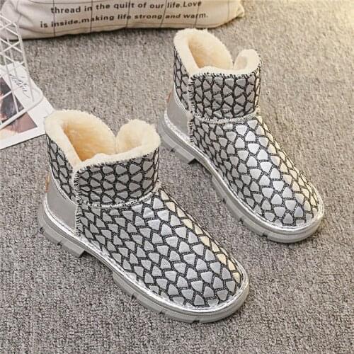 Women boots snow boots winter warm plush fur ankle boots female 2020 non-slip flat bottom waterproof casual shoes cotton shoes