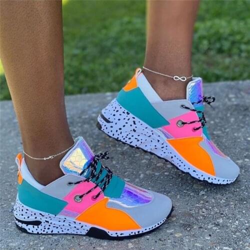 Women Sneakers PU Leather Textile Combination Women Sports Shoes Thick Sole Comfortalble Women Shoes Luxury Sneakers Plus Size