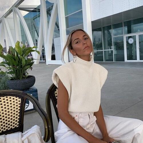 2020 Winter Women Knitted Sweaters Solid Casual Turtleneck Pullover Short Jumper Autumn Tank Top Sweater Female