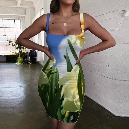 Giyu Brand Sky Dresses Women Flowers 3d Print Leaf Vestido Sexy Harajuku Sundress Womens Clothing Mini Evening Vintage