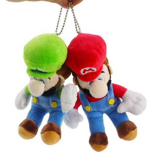 17cm Anime Super Mario Luigi Plush Pendants Key Chains Plush Toys Soft Stuffed Doll Gifts