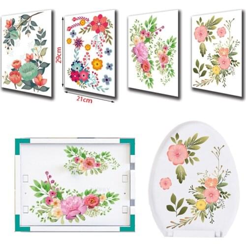 21X29CM Beautiful Flower Branches Fashion Toilet Seat Sticker Modern Art Kids Living Room Home Decor Wall Decal Toilet Stickers
