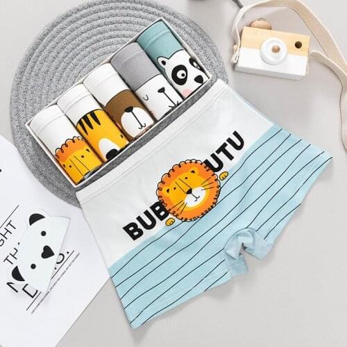 5Pcs/Box Boys Boyshort Hipster Panties Kids Boxer Briefs Cartoon Cotton Panty Underwear