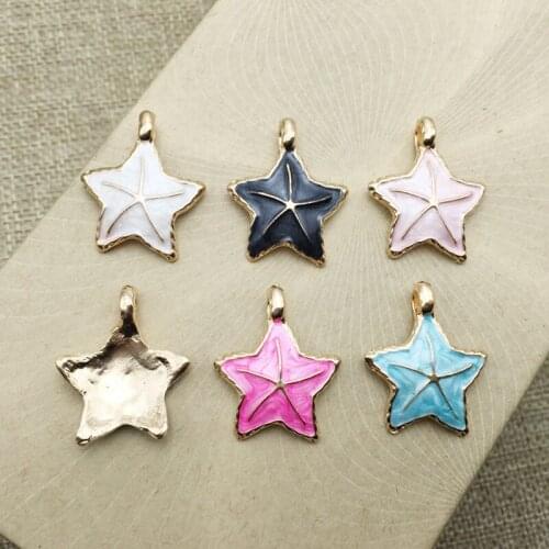 50pcs Starfish Pendant Metal Alloy Hairpin Buckle Craft Arts Jewelry Flatback Floating Enamel Earrings Nacklace Brooch Ornament