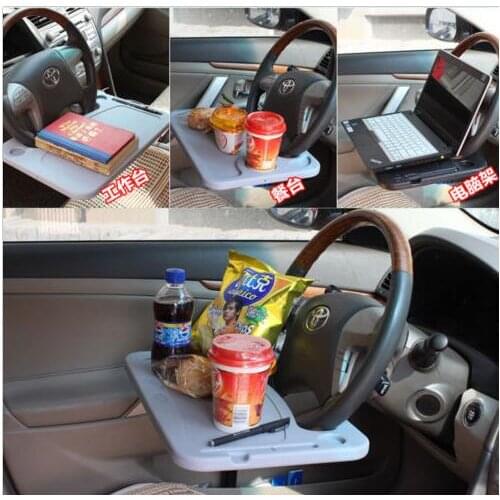 Car Auto Laptop Desk Steering Wheel Seat Multi Tray Work Table Black Universal