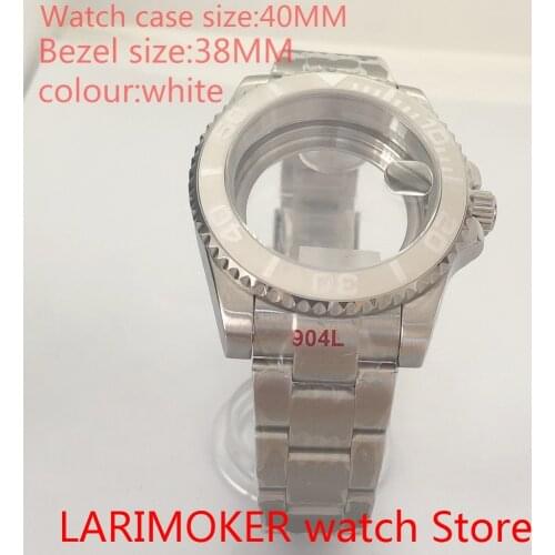 Suitable for NH35 NH36 Miyota 8215 40 mm sapphire glass 904L stainless steel case transparent back with bezel white