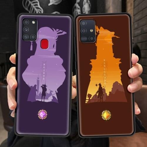 Black Case For Samsung Galaxy A51 A71 A21s A12 A31 A72 Soft Coque A52 A32 A41 Trend Painted Phone Cover Genshin Impacts Game