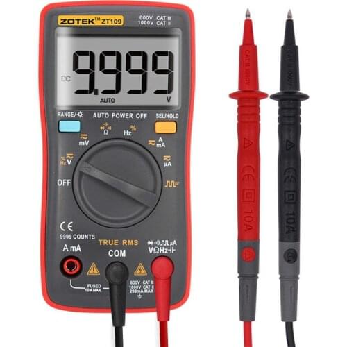 ZT109 Palm-size True-RMS Digital Multimeter 9999 counts Square Wave Backlight AC DC Voltage Ohm Auto/Manual Mini Pocket Meter
