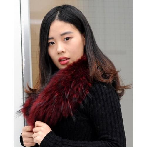 CX-A-76N Real Fur Collar 100% Genuine Raccoon Fur Scarf Fur Trim Hoodie For Down Coat/ Parka Coat