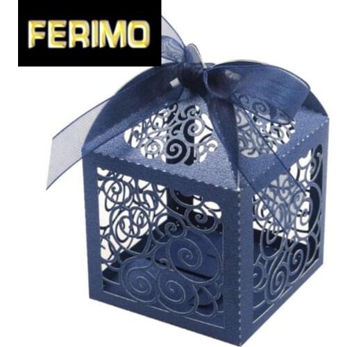 Baby Shower Box Hollow Die-Cut Floral Favor Boxes Heart Shaped Baby Shower Candy Boxes Wedding Gift Boxes Party