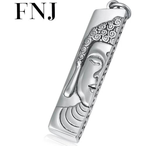 FNJ Buddha Flat Pendant 990 Silver Original S990 Pure Silver Pendants for Jewelry Making Women